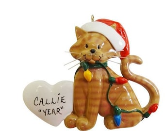 Personalized Cat Kitty Ornament with Christmas Lights - Orange Cat Ornament - Black Cat Ornament - White Cat Ornament - Gray Cat Ornament