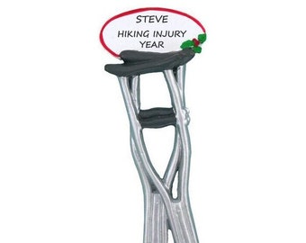 Crutches Leg Injury or Surgery Personalized Christmas Ornament - Sport or Activity Broken Leg Ornament