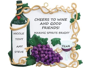 Wine Lovers Best Friends Personalized Ornament - Great Friends & Great Wine Christmas Ornament