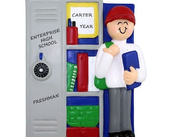 Boy School Locker Personalized Christmas Ornament - Starting High School Personalized Ornament - Starting Junior High School