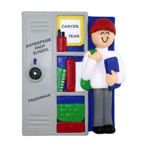Boy School Locker Personalized Christmas Ornament - Starting High School Personalized Ornament - Starting Junior High School