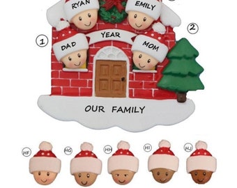 Personalized Family of 4 in Our Home Ornament - Custom Ornament You Pick Skin Tones - Ethnic, African American New House Ornament