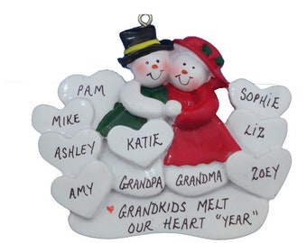 Grandparents Ornament with 8 Grandkids-Grandparents Ornament with 8 Grandchildren-Grandparents Personalized Christmas Ornament 8 Grandkids
