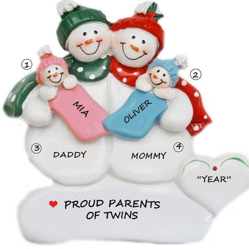 Personalized Family With Twins Proud New Parents of Twins Etsy