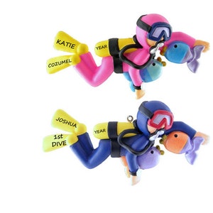 Personalized Scuba Diving Christmas Ornament Male or Female - Scuba Diving Ornament - Ornament for Scuba Diver