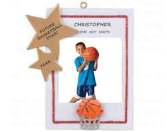 Basketball Personalized Picture Frame Ornament - Playing Basketball Christmas Ornament - Future Basketball Star