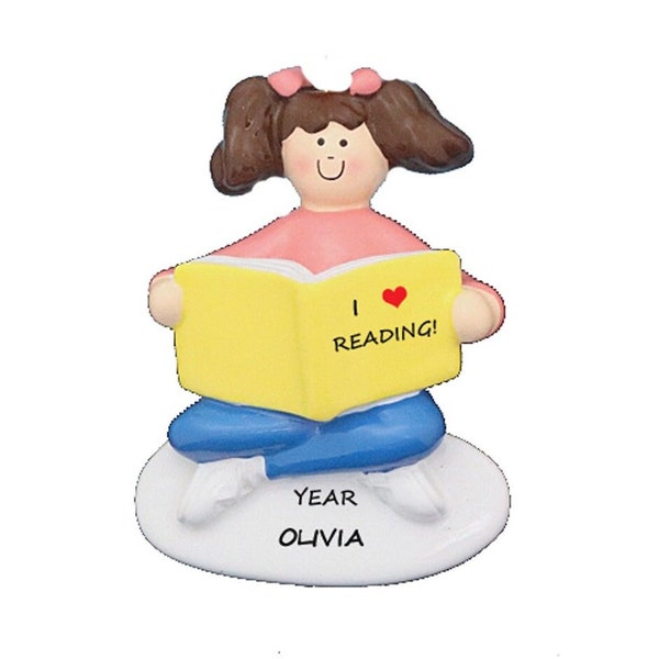 Learning to Read Ornament - Girl I Can Read Ornament - Personalized Love Reading Ornament for Girl - Girl Reading Personalized Ornament