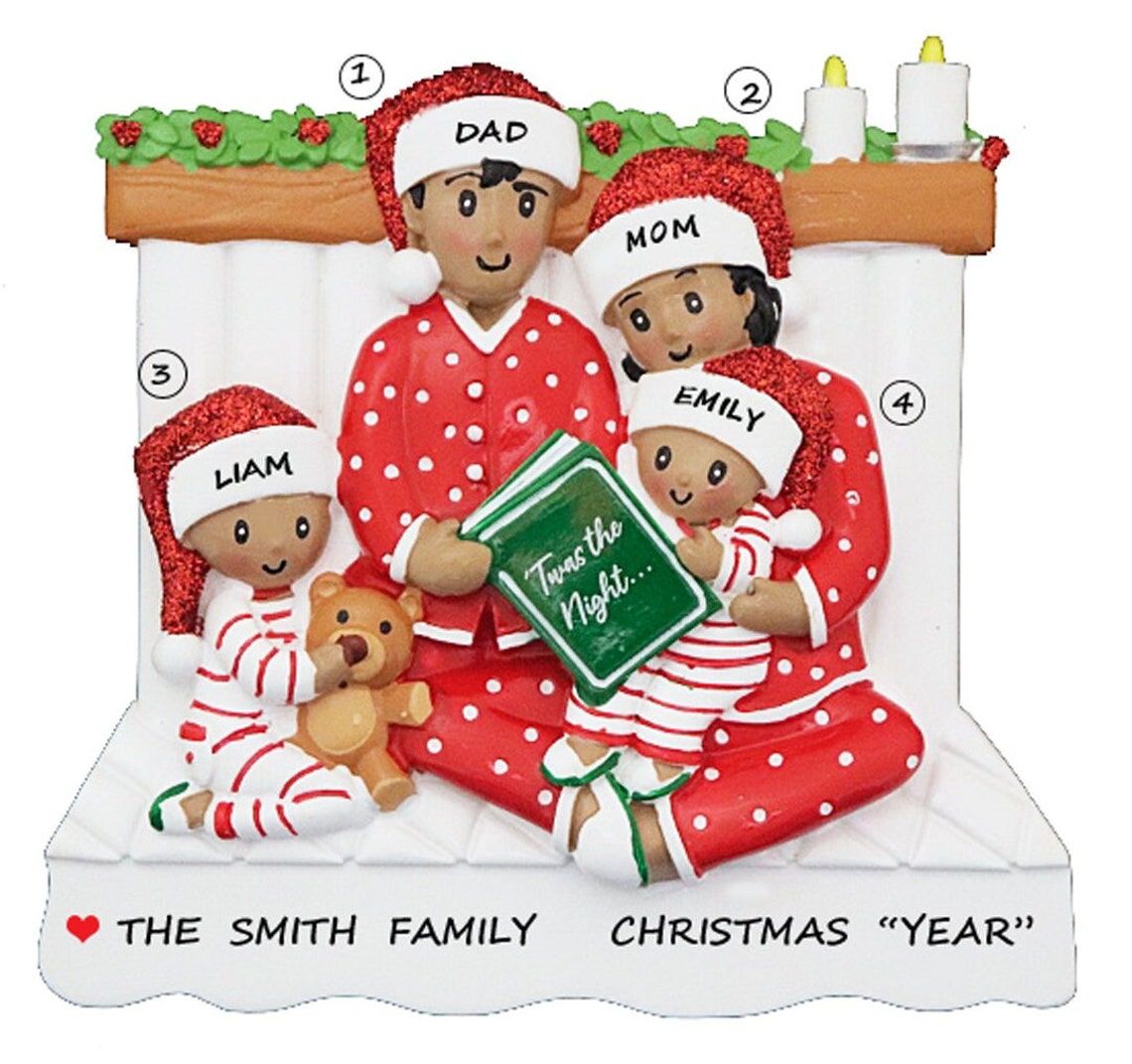 Personalized Ornament Reading in Bed Family of 4 - Bed Family of Four ...