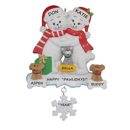 Couple in New Home Personalized Ornament With 2 Dogs or Cats Etsy