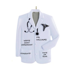 Doctor White Medical Coat Personalized Ornament - Earning Medical White Coat Ceremony Christmas Ornament - Doctor Lab Coat