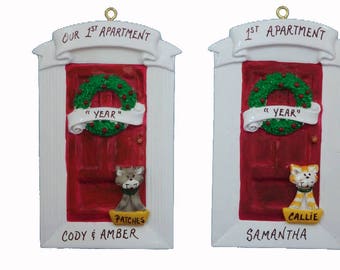 Personalized 1st Apartment Ornament with Cat or Dog - Our 1st Apartment Personalized Ornament - New Home - Our First Home