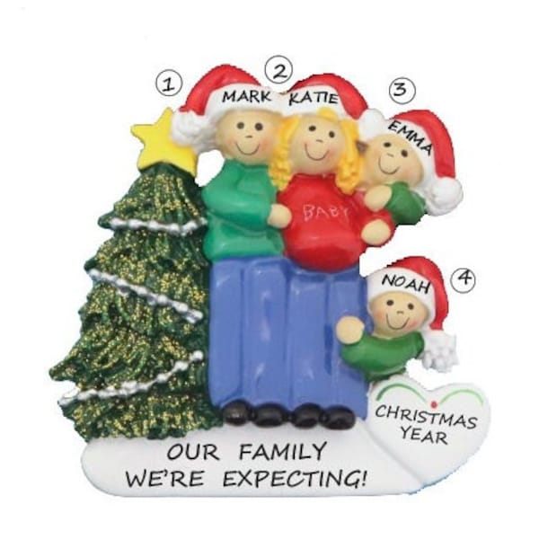 Personalized Expecting Ornament for 3rd Child - We're Expecting 3rd Child Family Ornament - And Baby Makes 5!