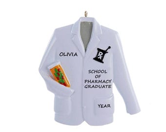 Pharmacist White Coat Personalized Ornament - School of Pharmacy Coat Ceremony Christmas Ornament - Pharmacist Coat