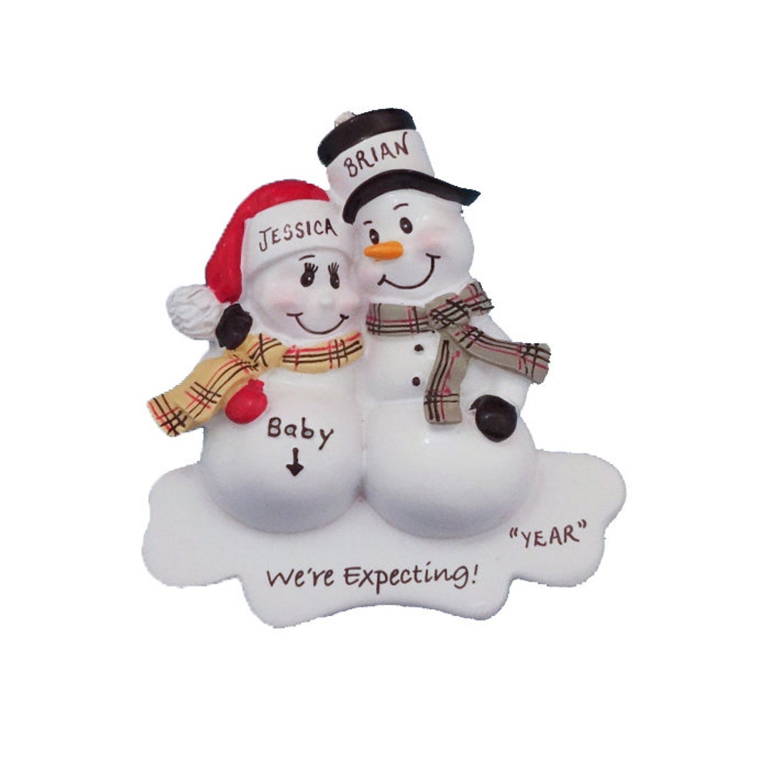 Personalized Christmas Ornament Pregnant Snow Couple - We're Expecting ...