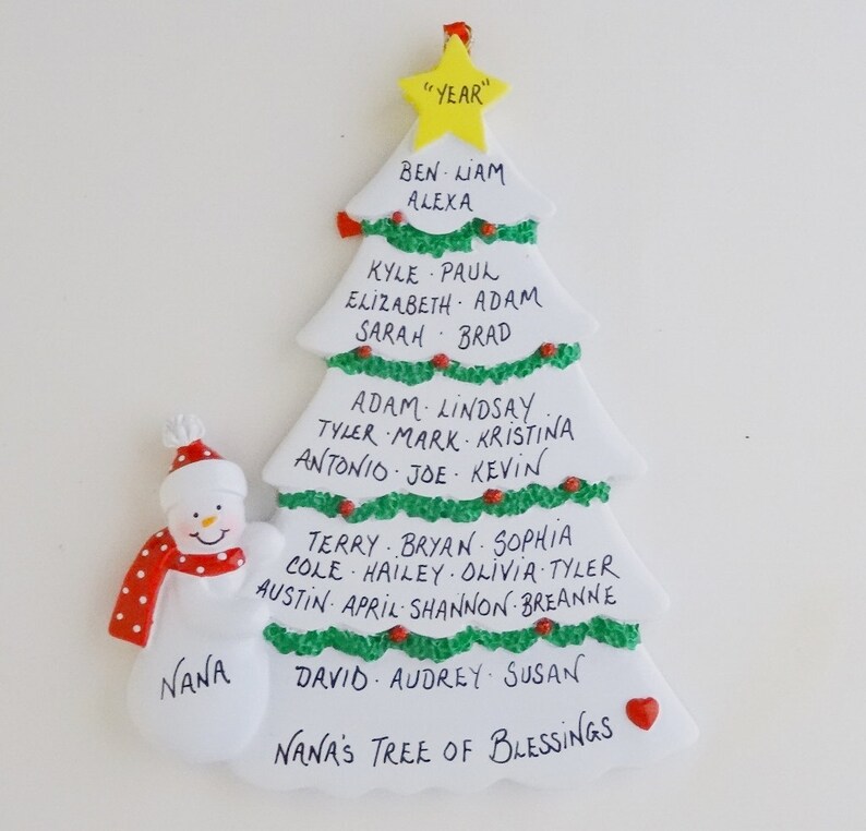 Personalized Family Tree Ornament Grandma's Family - Etsy