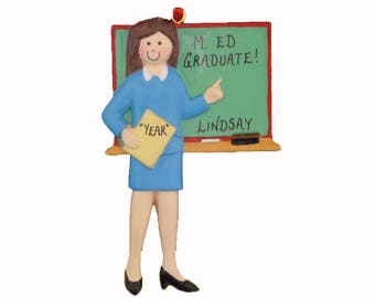 Personalized Teacher Graduate Ornament Female or Male Available-New Teacher Personalized Ornament-Master's Education Degree Graduate