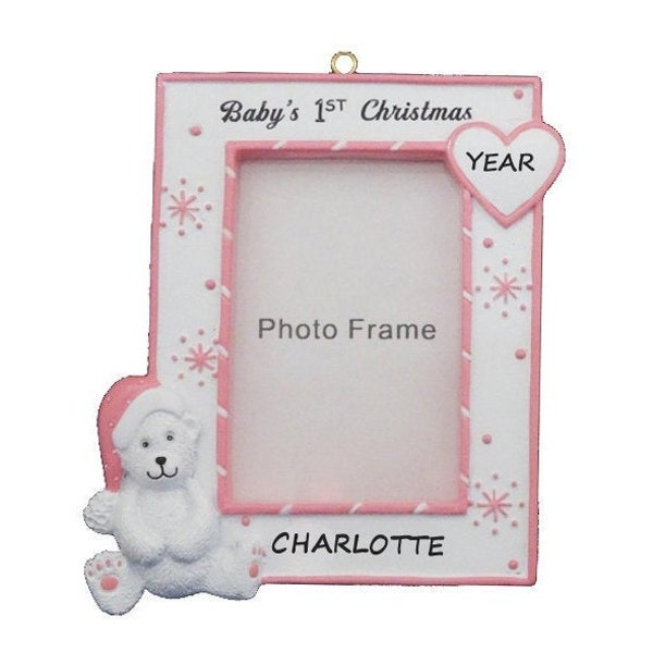 Personalized Baby Girl 1st Christmas Photo Frame Christmas Ornament