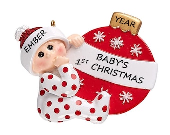 Personalized Gender Neutral  Baby's First Christmas Ornament -  Baby Girls 1st Christmas Ornament -  Baby Boy 1st Christmas Ornament