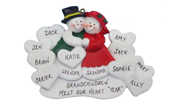 Family name ornament 2021 Christmas Ornament Heart ornament 1-10 Names Personalized Christmas Ornament Grandparent ornament
