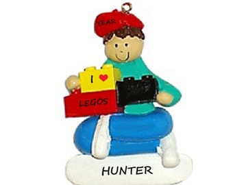 Personalized Christmas Ornament for Boy or Girl that likes Building Blocks  - Personalized Free