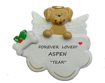 Personalized Dog Angel Christmas Ornament - Dog Ornament Memorial - Tan Dog Angel, Black Dog Angel, White Dog Angel & Brown Dog Angel