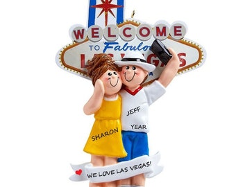 Couple Las Vegas Vacation Personalized Ornament - Love in Las Vegas Christmas Ornament