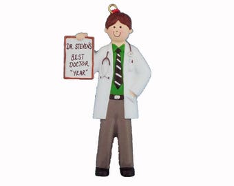 Personalized Male Doctor Ornament - Retired Doctor Ornament - Medical Student Graduate Ornament