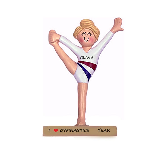 Little Girl Gymnast Personalized Ornament - Personalized Gymnastics Ornament - Brown Hair, Blonde or Ethnic Available