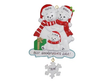 Grandparents Personalized Ornament with 1 Grandchild - Best Grandparents Ever Personalized Ornament