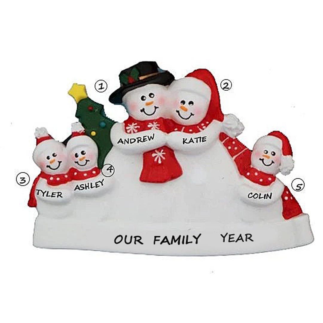 Personalized Snow Family of 5 Christmas Ornament - Personalized Free ...