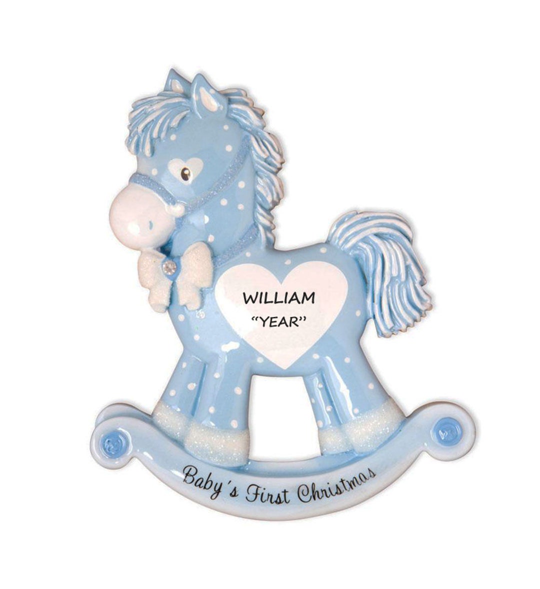 Personalized Ornament Baby's First Christmas Rocking Horse Baby Boy ...