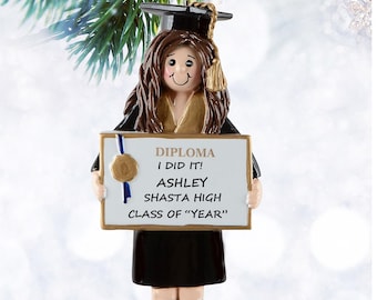 Graduation Female Personalized Christmas Ornament - Graduate Girl  -  College Grad Gift - High School - Junior High - Grammar