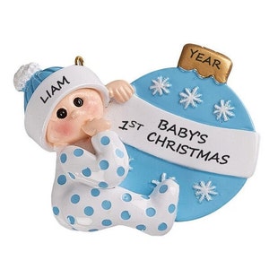 Personalized Baby Boy 1st Christmas Ornament - Unisex Baby's First Christmas Ornament - Personalized Baby 1st Christmas Ornament