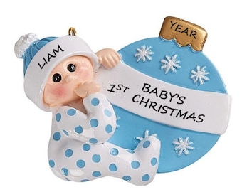 Personalized Baby Boy 1st Christmas Ornament - Unisex Baby's First Christmas Ornament - Personalized Baby 1st Christmas Ornament
