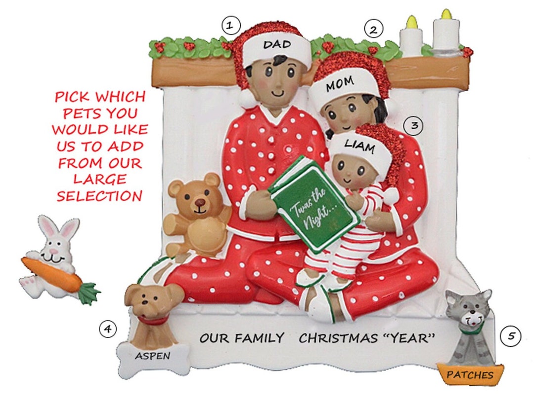 Personalized Family 3 Snuggled in Bed Reading A Book With 2 Dogs or ...