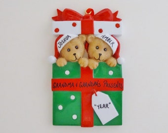 Personalized Ornament for Grandparents with 2 Grandchildren - Personalized Ornament for Grandparents with 2 Grandkids