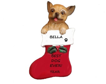 Chihuahua Personalized Christmas Ornament - Chihuahua in Stocking Christmas Ornament - Personalized Ornament