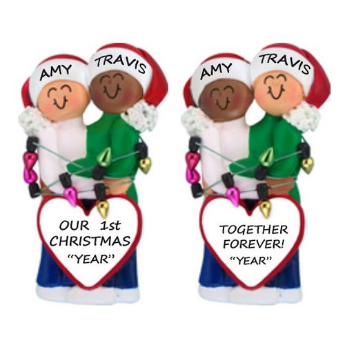 Personalized Mixed Race Couple Ornament Interracial Couple Etsy