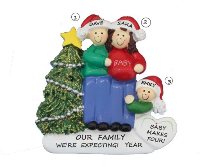Expecting Family of 3 Personalized Christmas Ornament - Expecting ...