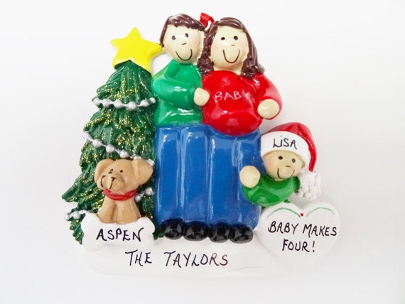 Expecting Family Of 3 With Dog Or Cat Personalized Christmas Etsy
