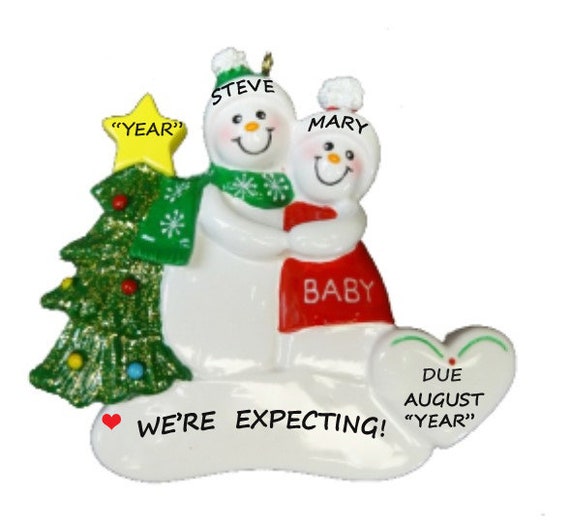We're Expecting 2022 Pregnant Couple Pregnancy Christmas Ornament To Personalize 