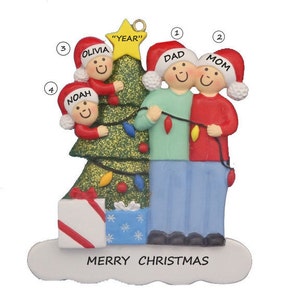 Décoration d'arbre de Noël personnalisée pour famille de 4 personnes - Décoration de Noël personnalisée pour famille de 4 personnes - Décoration de Noël personnalisée pour famille de 4 personnes
