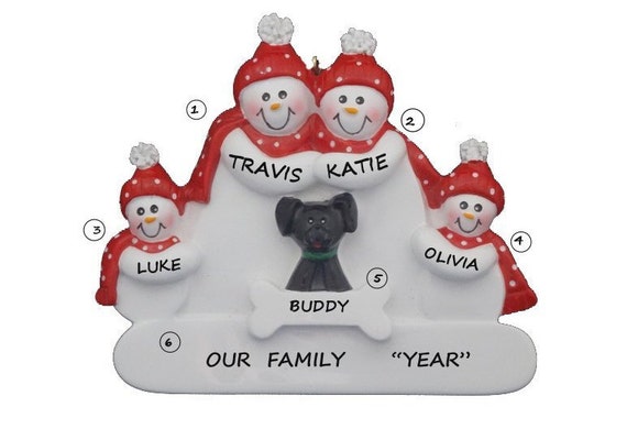 family and dog christmas ornament