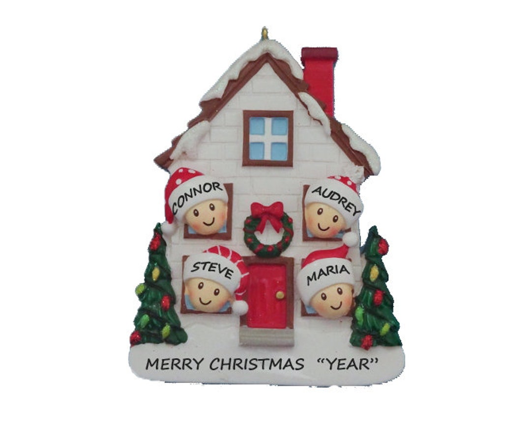 Personalized Family of 4 Home Christmas Ornament - Family of 4 New Home ...
