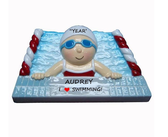 Girl or Boy Swimmer Personalized Ornament - Swimmer Ornament - Hand Personalized - Learned to Swim Christmas Ornament