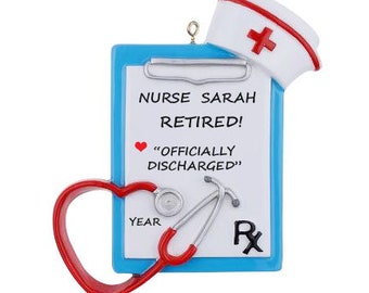 Retired Nurse Personalized Clipboard Christmas Ornament - Nurse Retiring Personalized Ornament