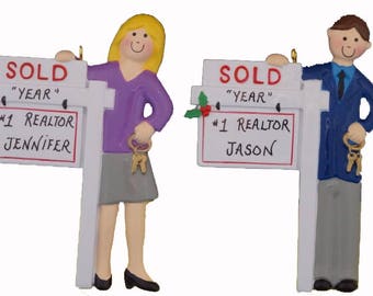 Personalized Real Estate Agent Ornament - House Broker Personalized Ornament- New Real Estate Seller Christmas Ornament