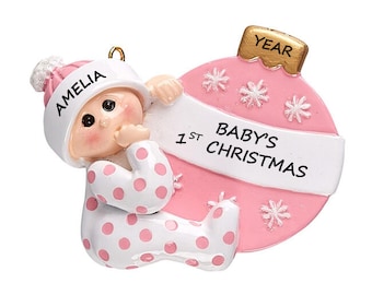 Personalized Baby Girls 1st Christmas Ornament - Baby Boy 1st Christmas Ornament - Unisex Baby's First Christmas Ornament