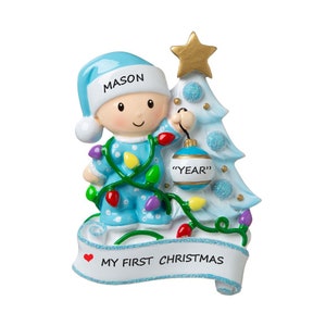 Baby's 1st Christmas Personalized Ornament - Child Decorating Christmas Tree - Young Child Christmas Ornament