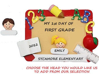 First Day of School Personalized Ornament - Preschool, Kindergarten, 1st Grade First Day of School Personalized Ornament